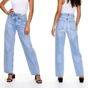 Agolde Jean Criss Cross Upsized Asymmetric Button Fly Suburbia Size 25 #A097-983